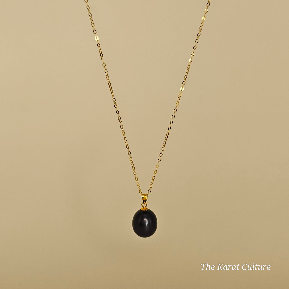18K Gold Black Freshwater Pearl Necklace