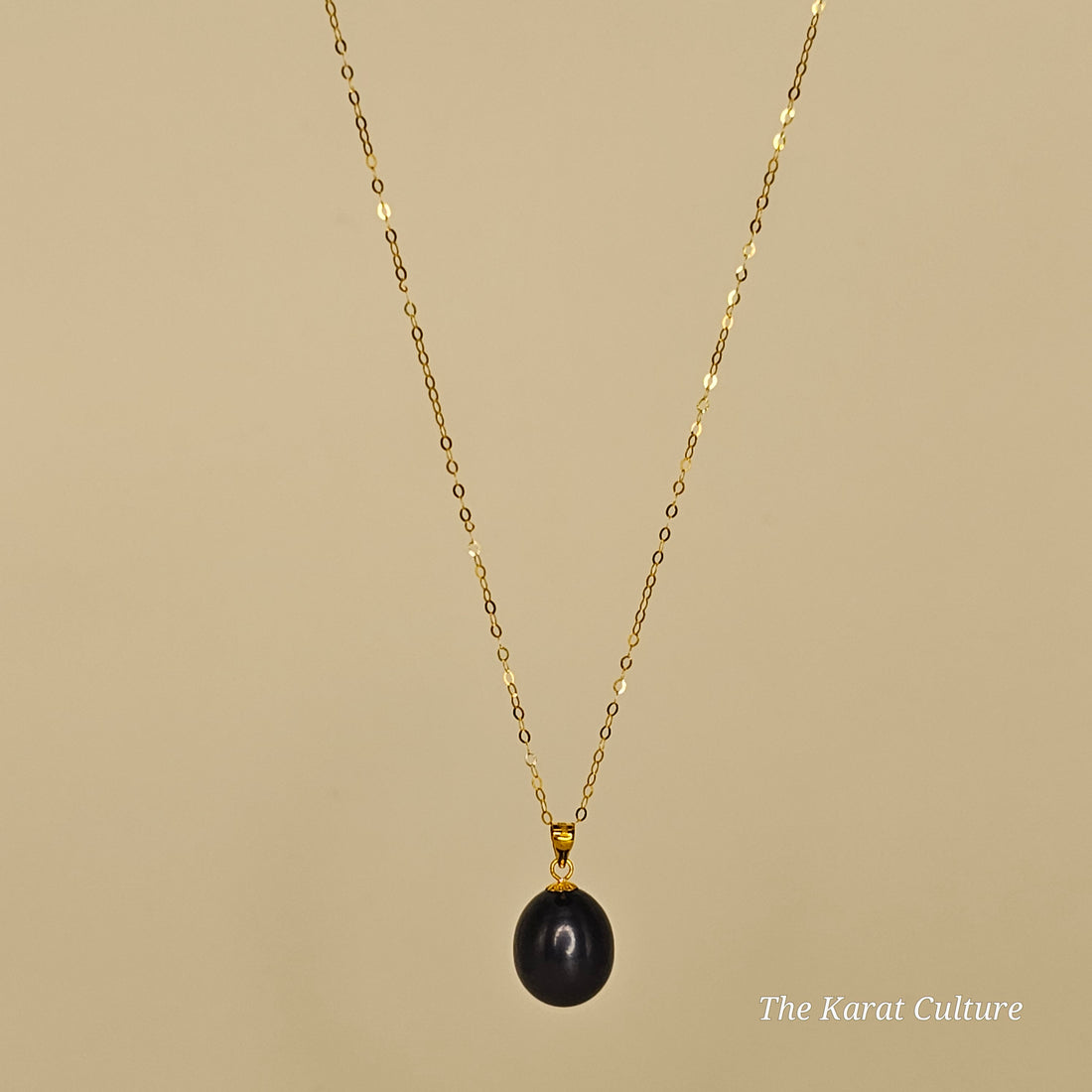 18K Gold Black Freshwater Pearl Necklace