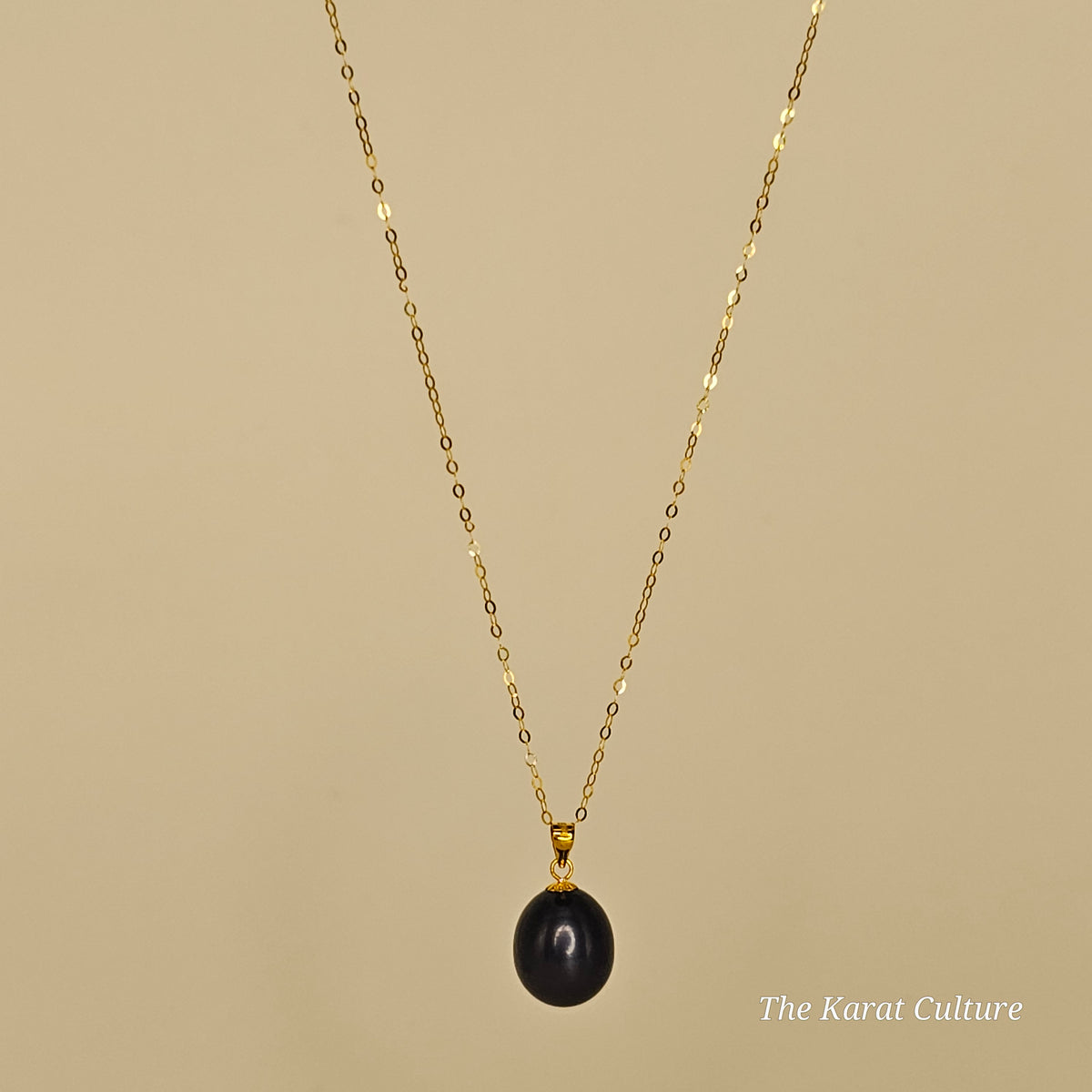 18K Gold Black Freshwater Pearl Necklace