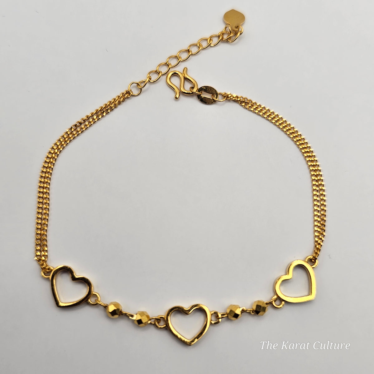 24K Solid Gold Love Heart Bracelet