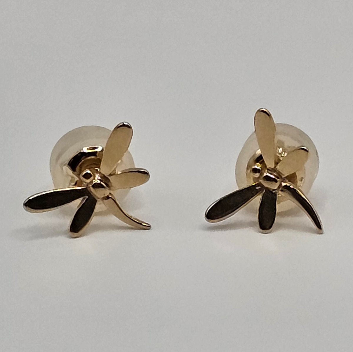 14K Solid Gold Dragonfly Ear Studs