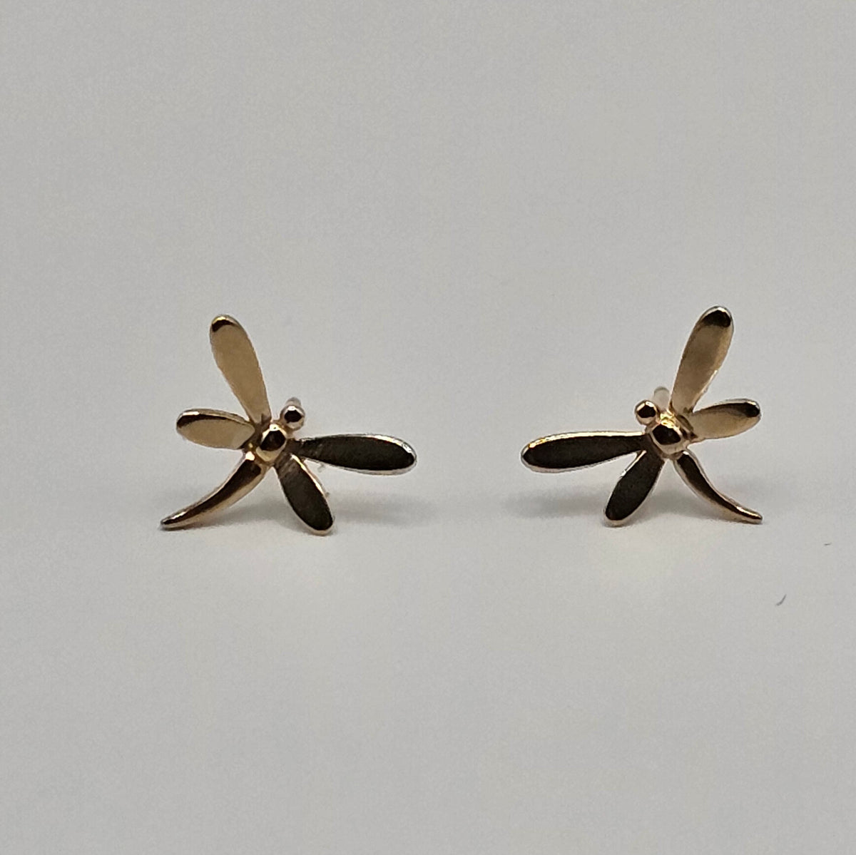 14K Solid Gold Dragonfly Ear Studs