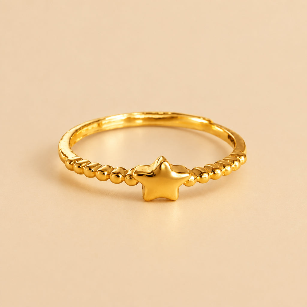 24K Solid Gold Dainty Star Ring