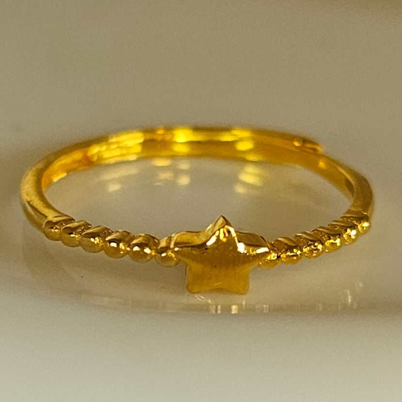 24K Solid Gold Dainty Star Ring