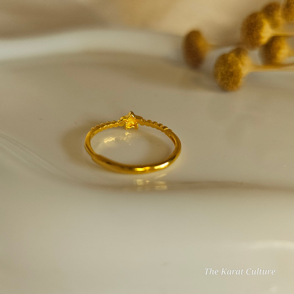 24K Solid Gold Dainty Star Ring