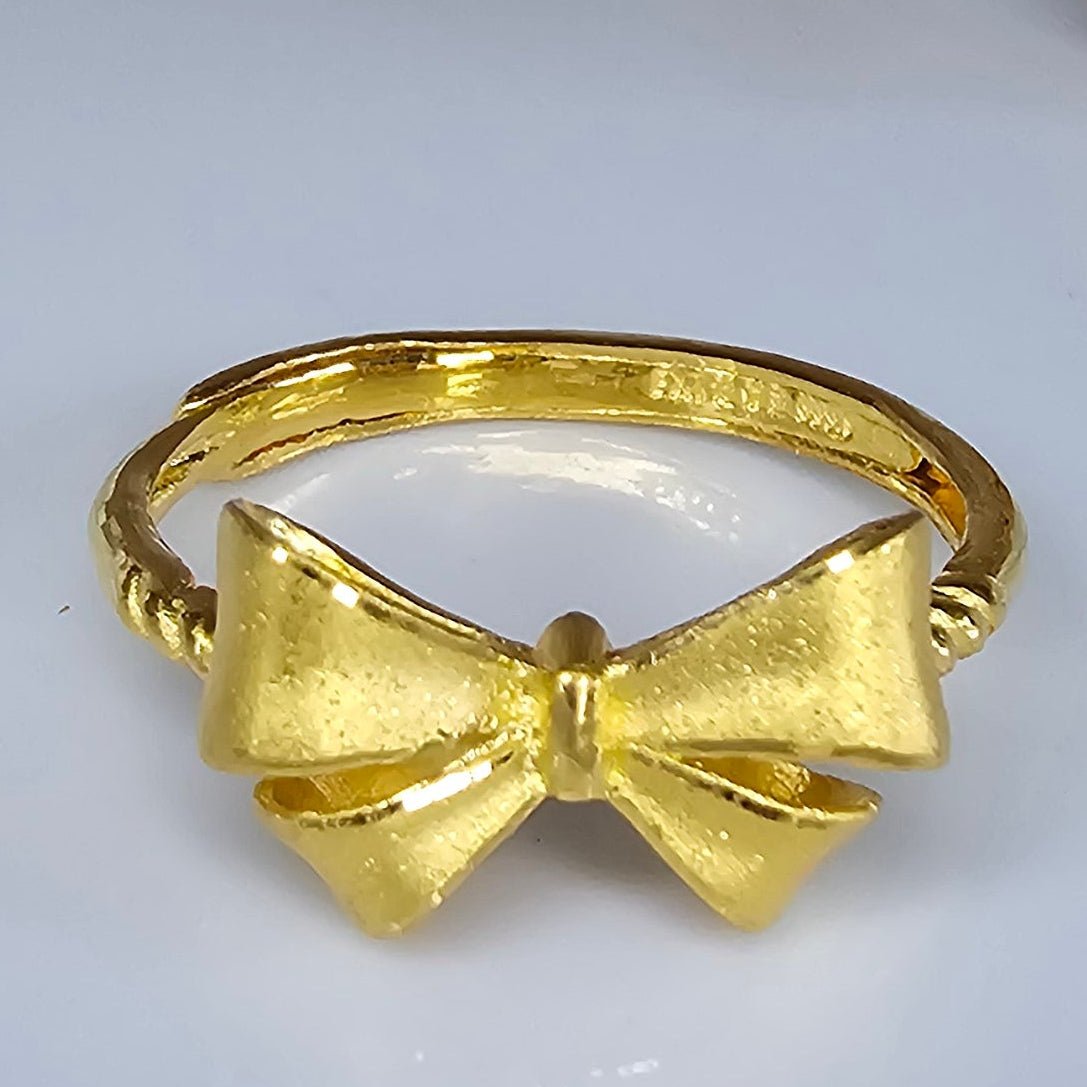 24K Solid Gold Bow Ring