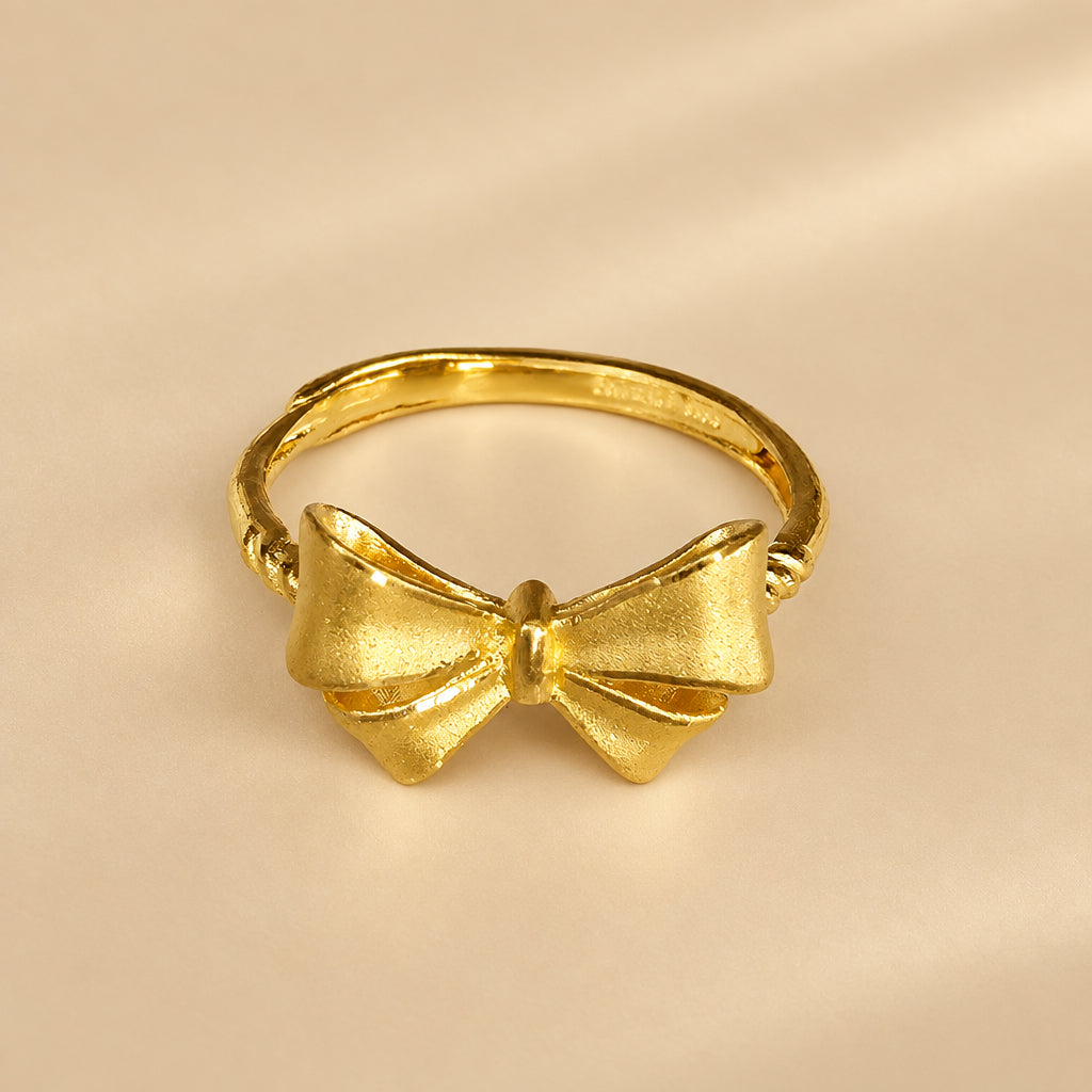 24K Solid Gold Bow Ring
