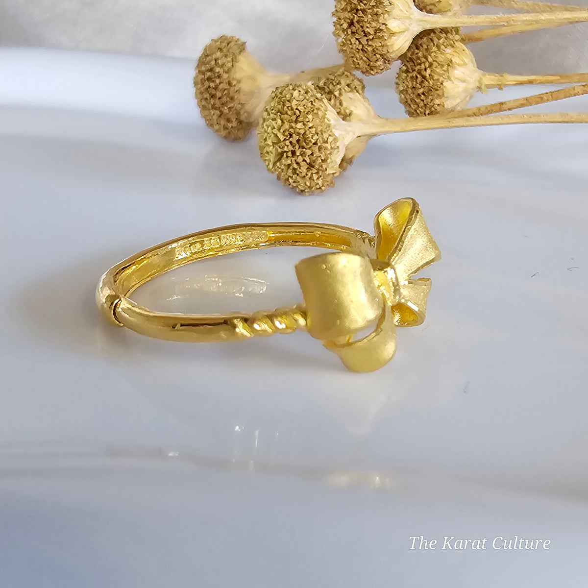 24K Solid Gold Bow Ring