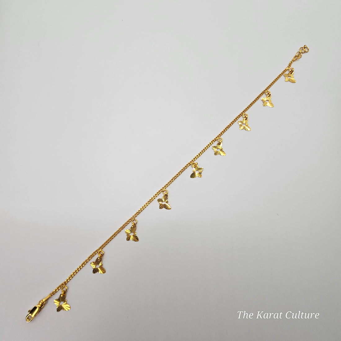 21K Solid Gold Butterfly Bracelet