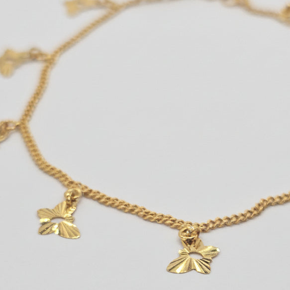 21K Solid Gold Butterfly Bracelet