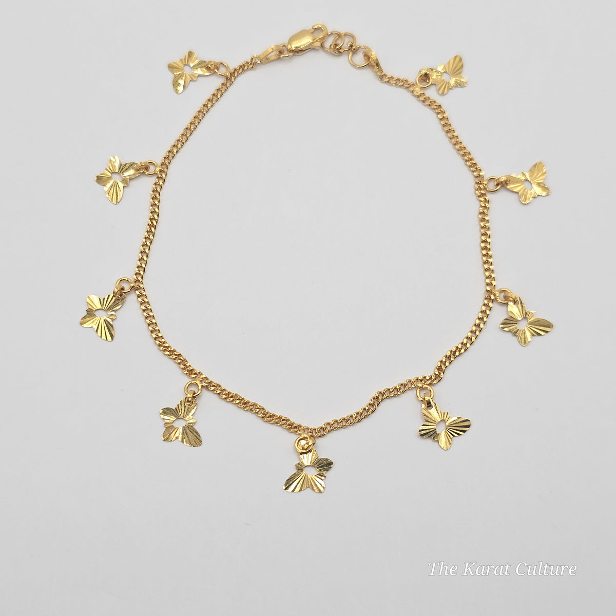 21K Solid Gold Butterfly Bracelet