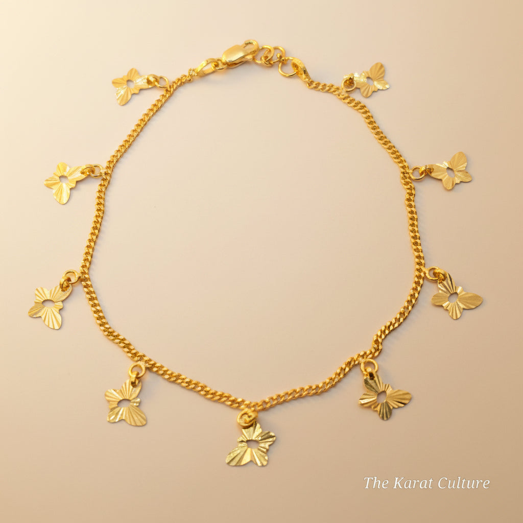 21K Solid Gold Butterfly Bracelet
