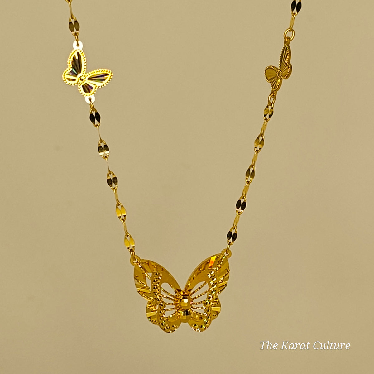 21K Solid Gold Butterfly Necklace
