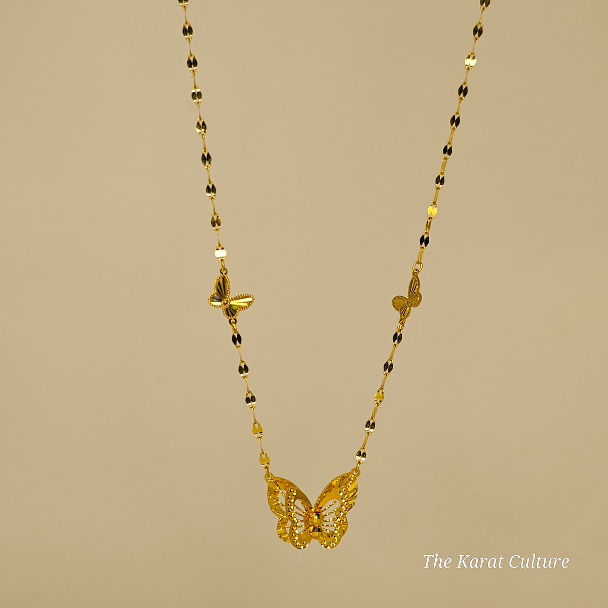 21K Solid Gold Butterfly Necklace