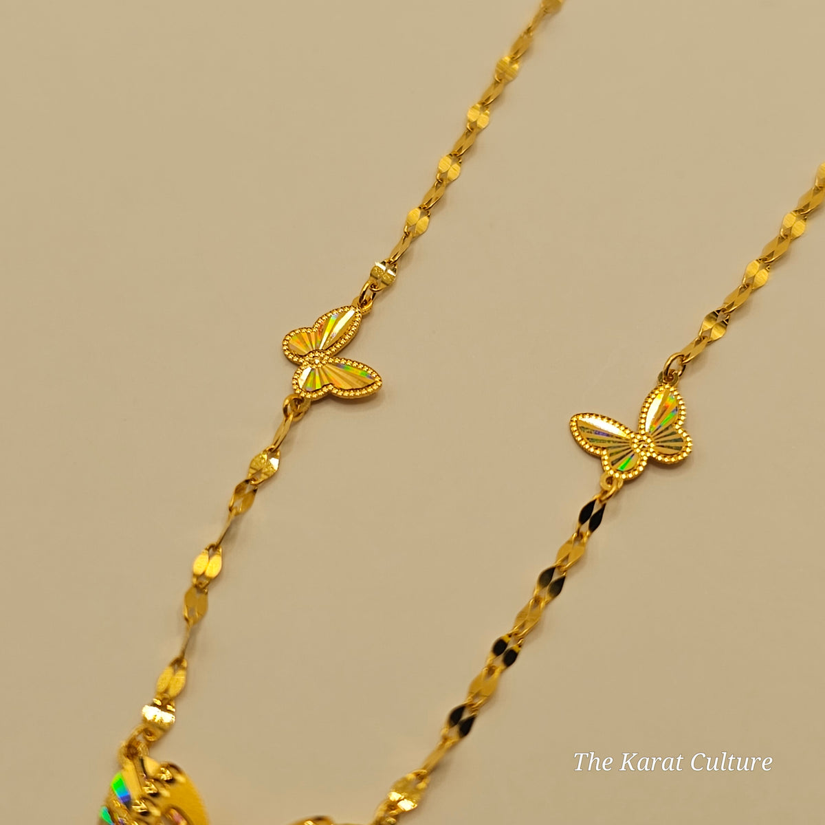 21K Solid Gold Butterfly Necklace