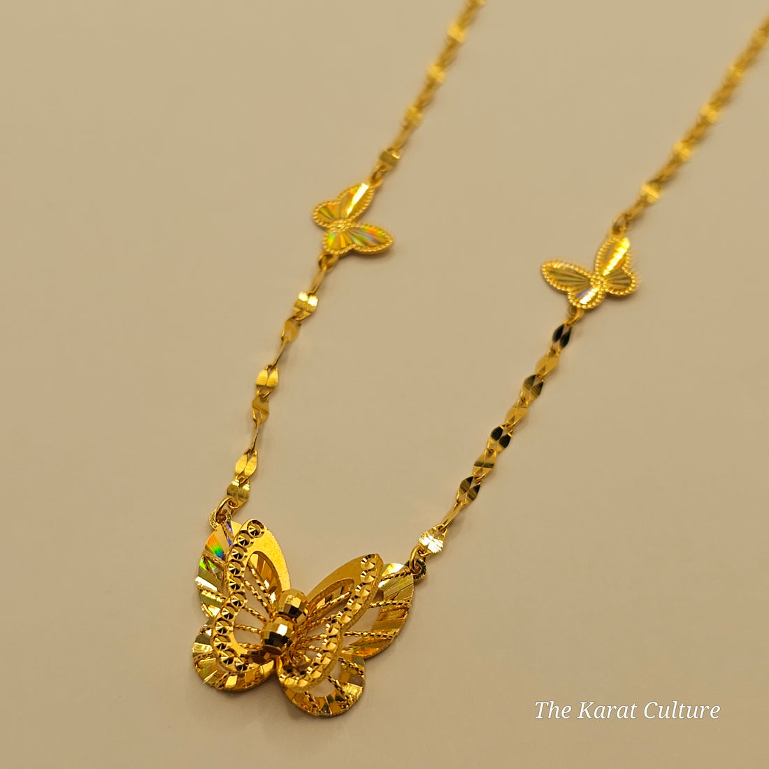 21K Solid Gold Butterfly Necklace