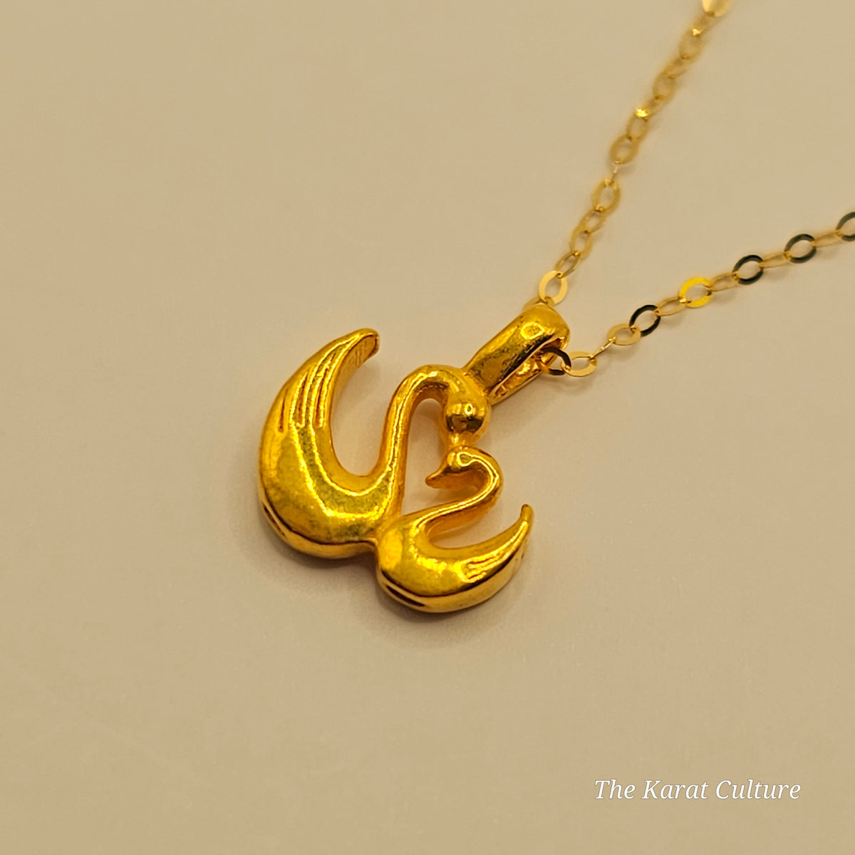 24K Gold Delicate Mother & Baby Swan Pendant with Dainty 18K Solid Gold Chain