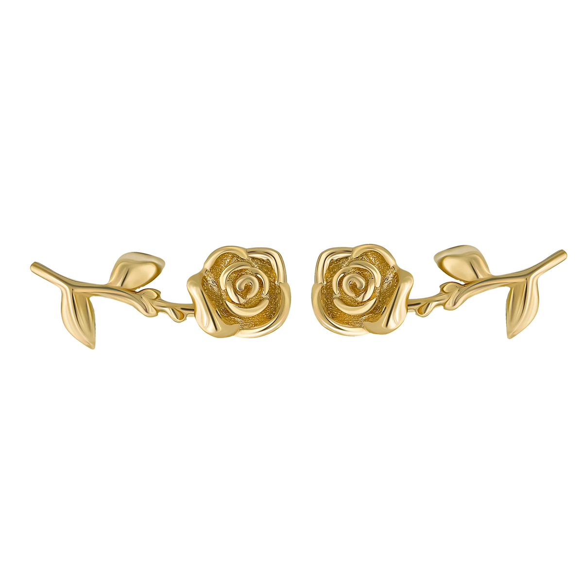 14K Solid Gold Rose Forever Ear Studs