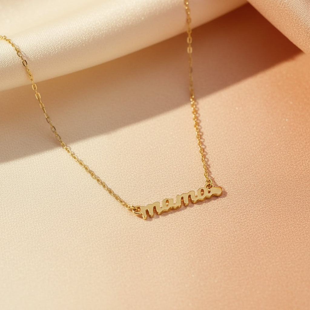14K Solid Gold Mama Necklace