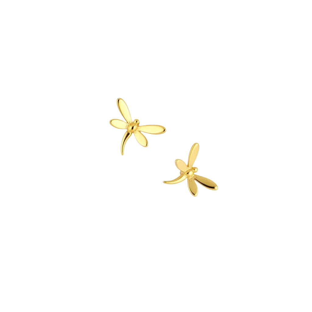 14K Solid Gold Dragonfly Ear Studs