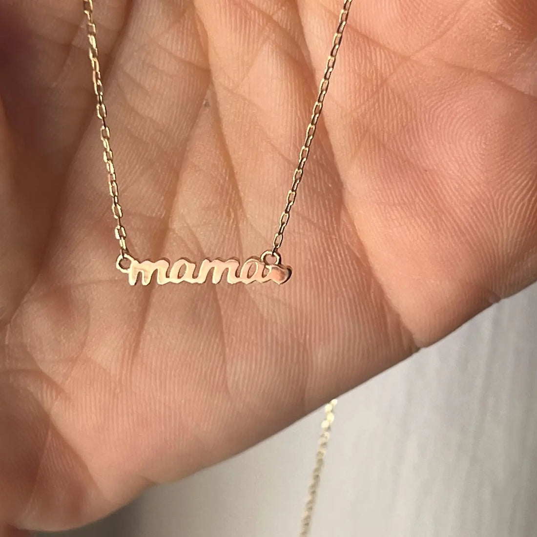 14K Solid Gold Mama Necklace