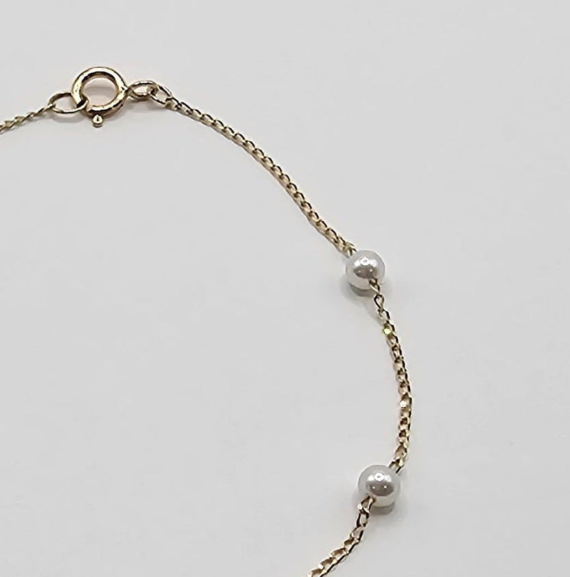 14K Solid Gold Bracelet with Pearls