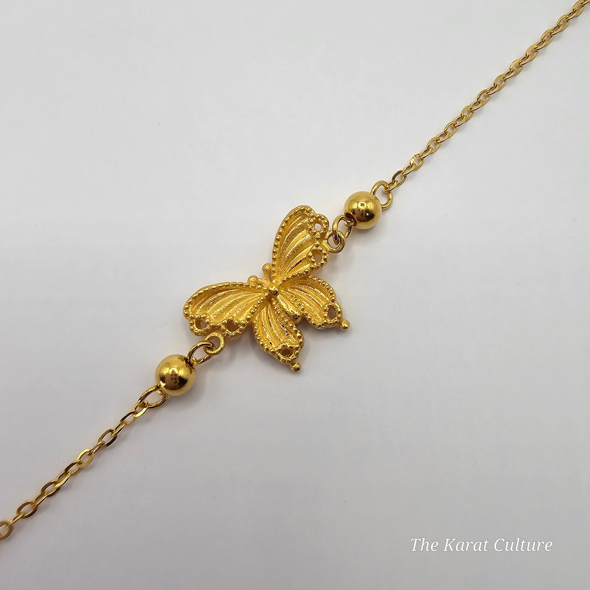 24K Solid Gold Single Butterfly Bracelet