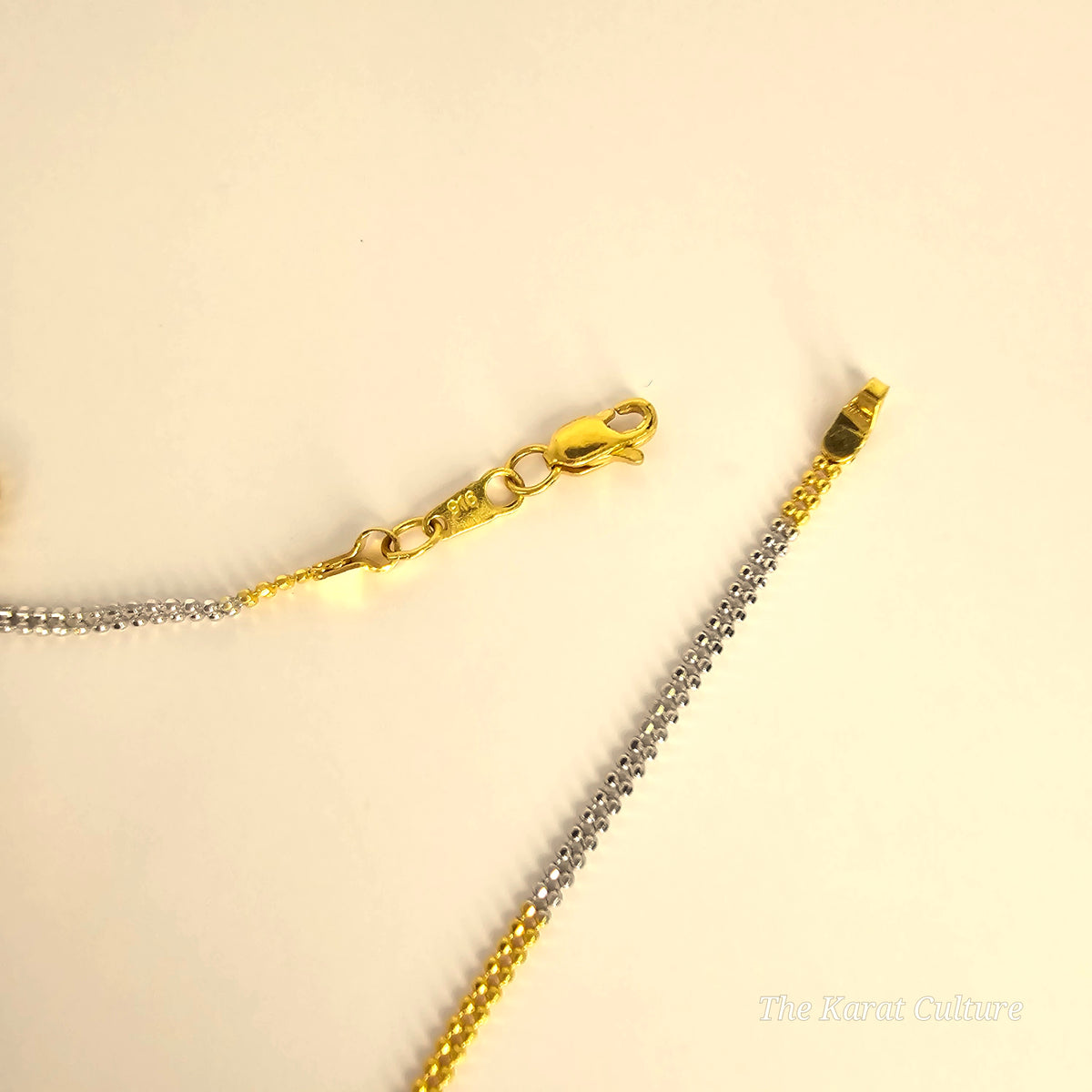 22K Solid Gold Two-tone Necklace