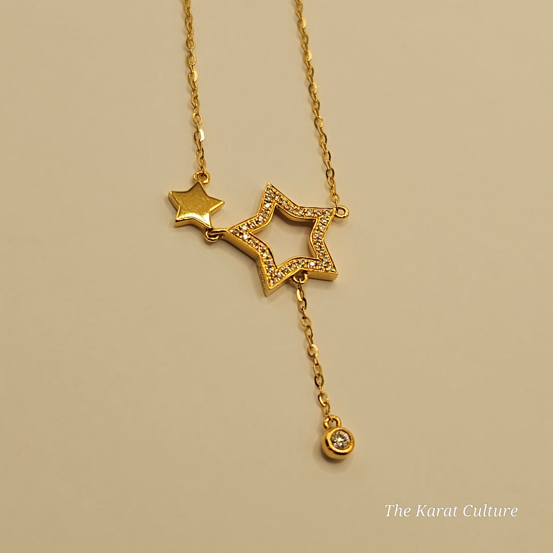 18K Solid Gold Star Diamond Necklace