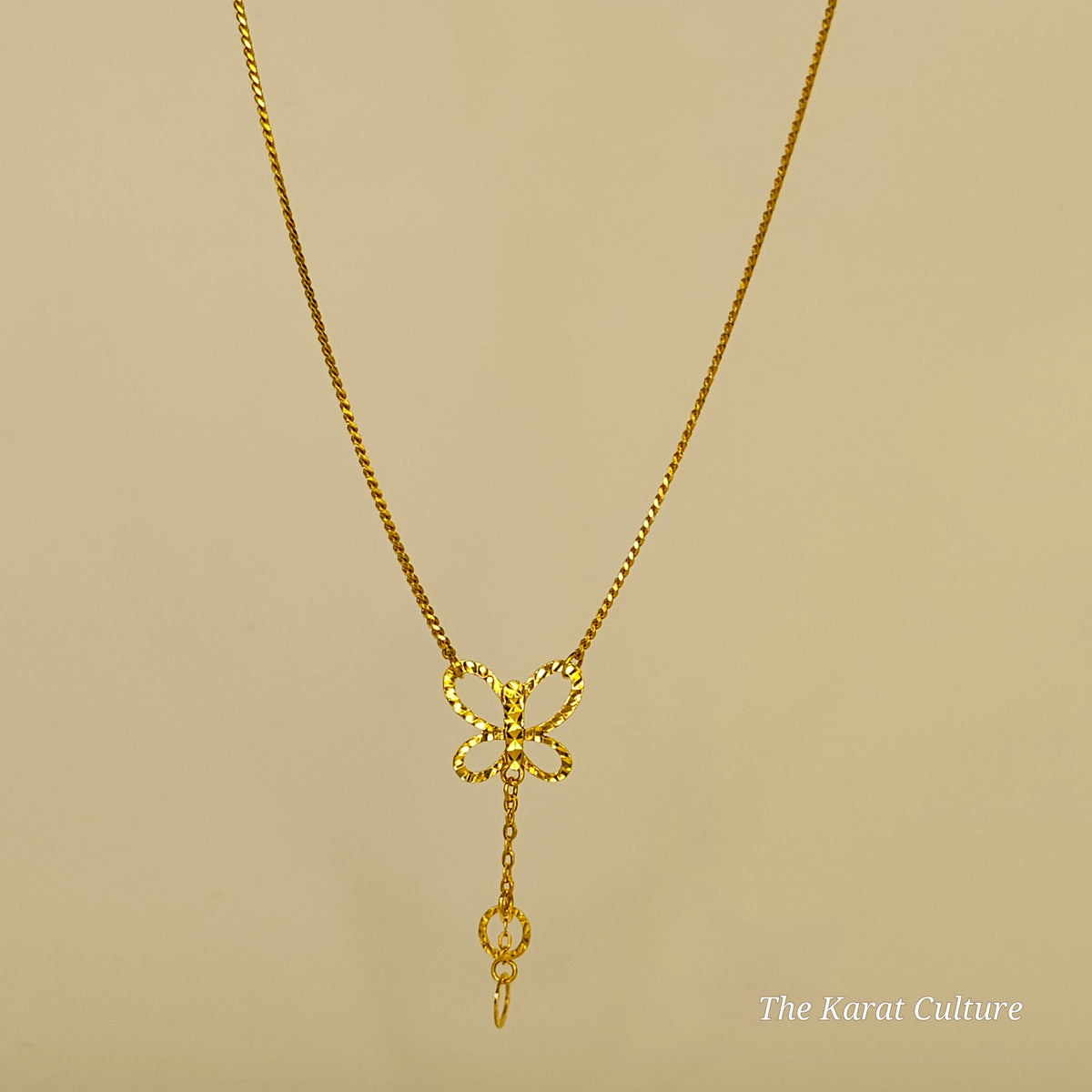 22K Solid Gold Butterfly Necklace