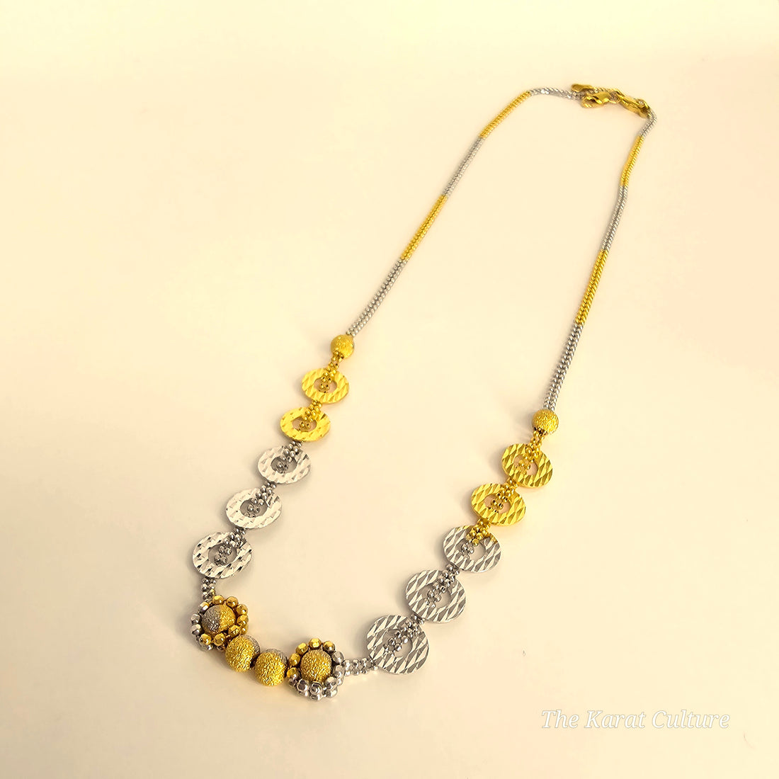 22K Solid Gold Two-tone Necklace
