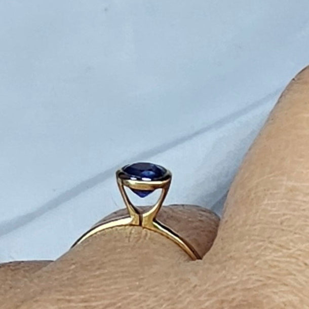 14K Solid Gold Natural Sapphire Minimalist Ring