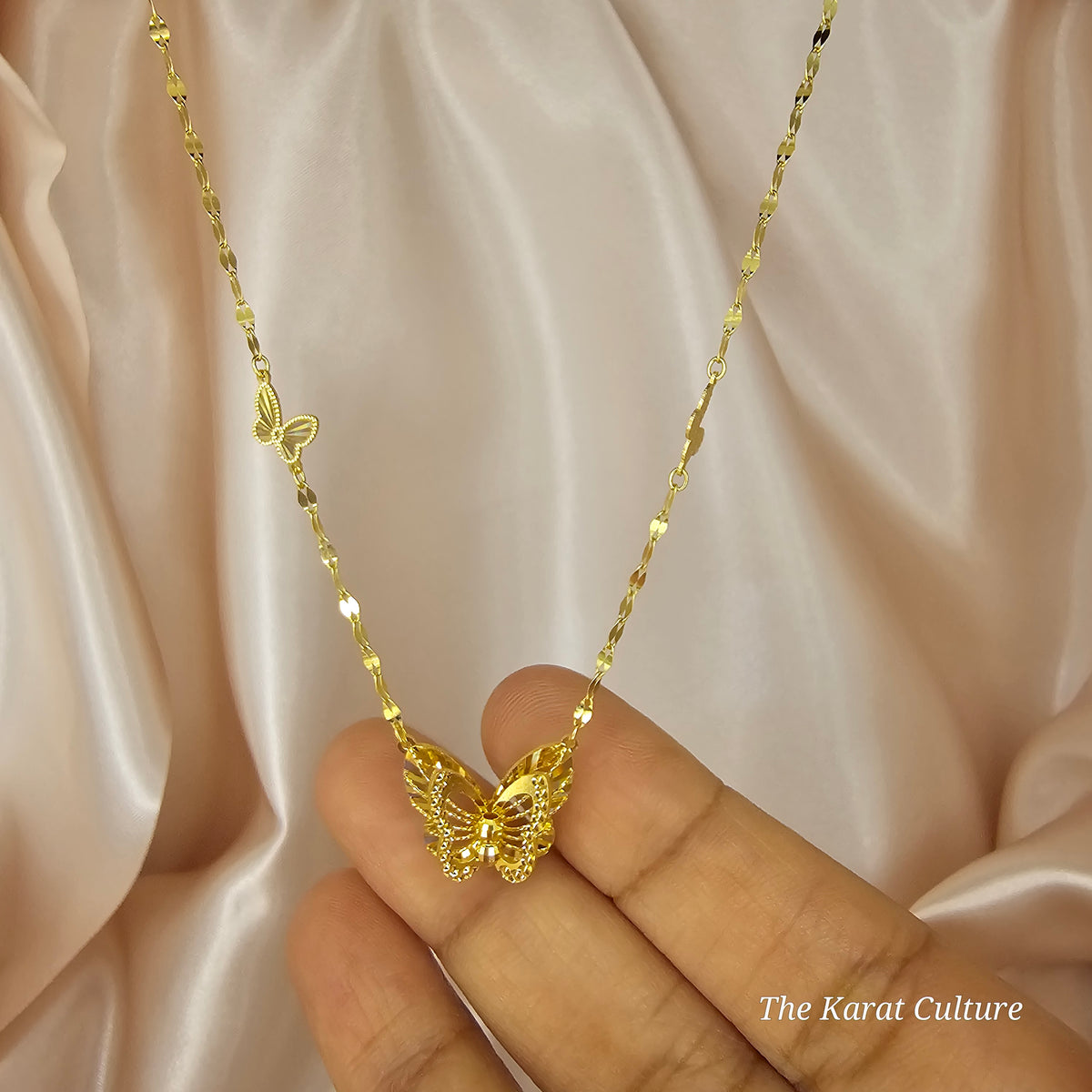 21K Solid Gold Butterfly Necklace