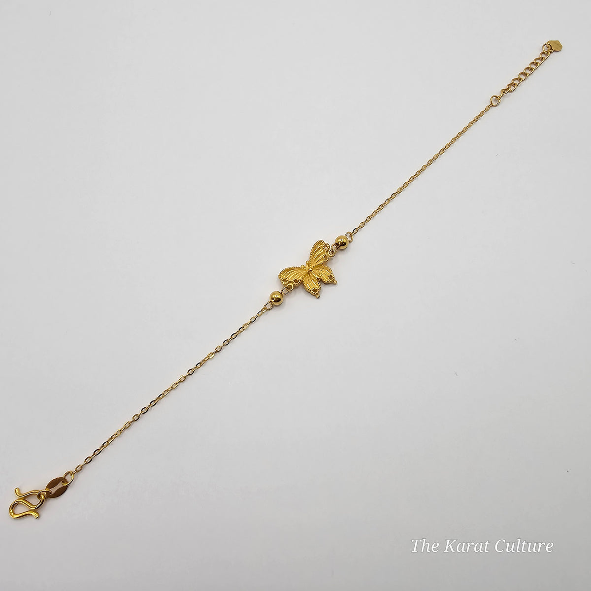 24K Solid Gold Single Butterfly Bracelet