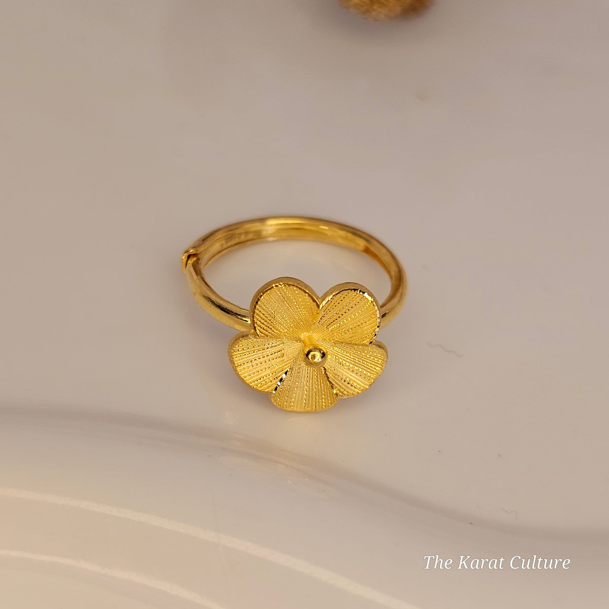 24K Solid Gold Flower Ring