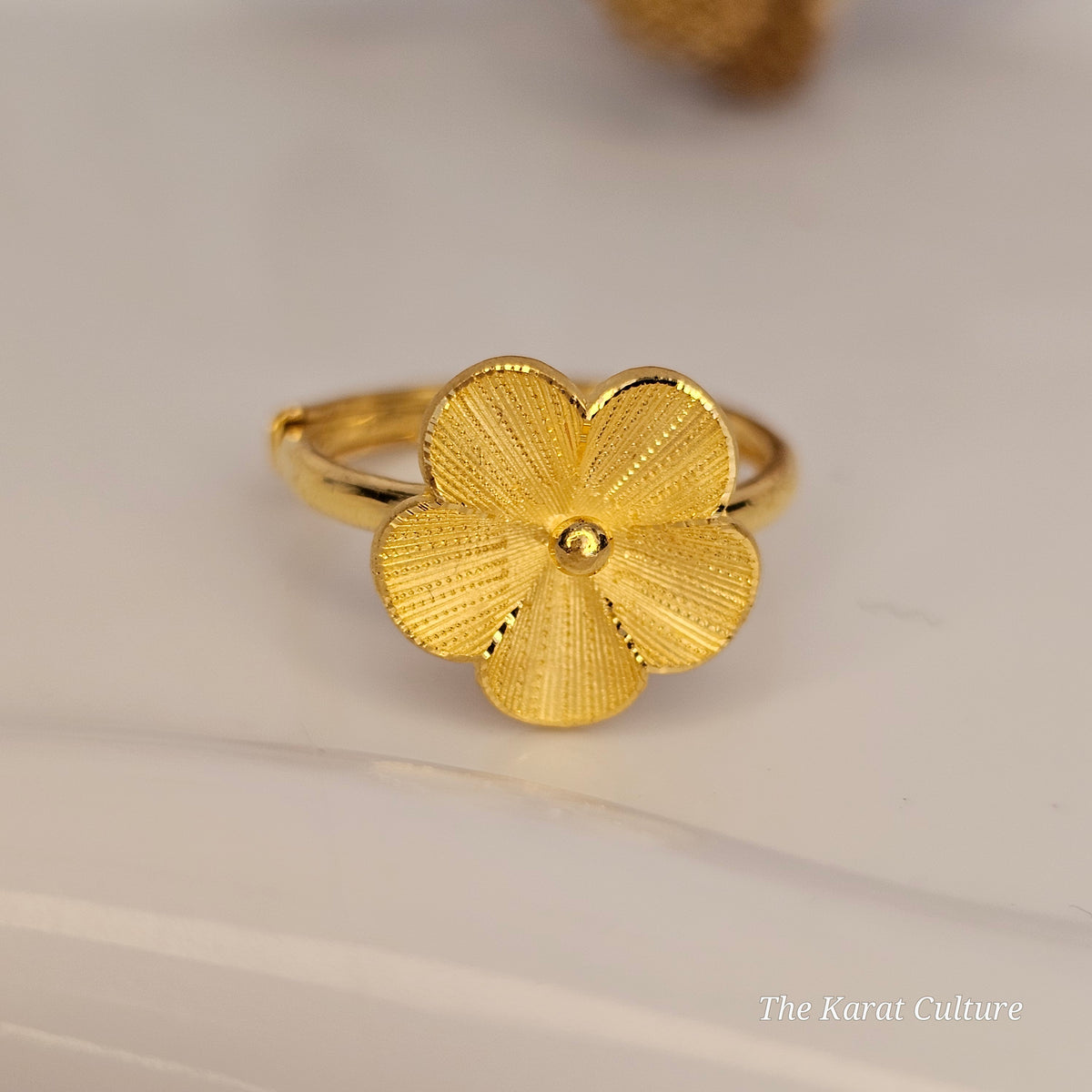 24K Solid Gold Flower Ring