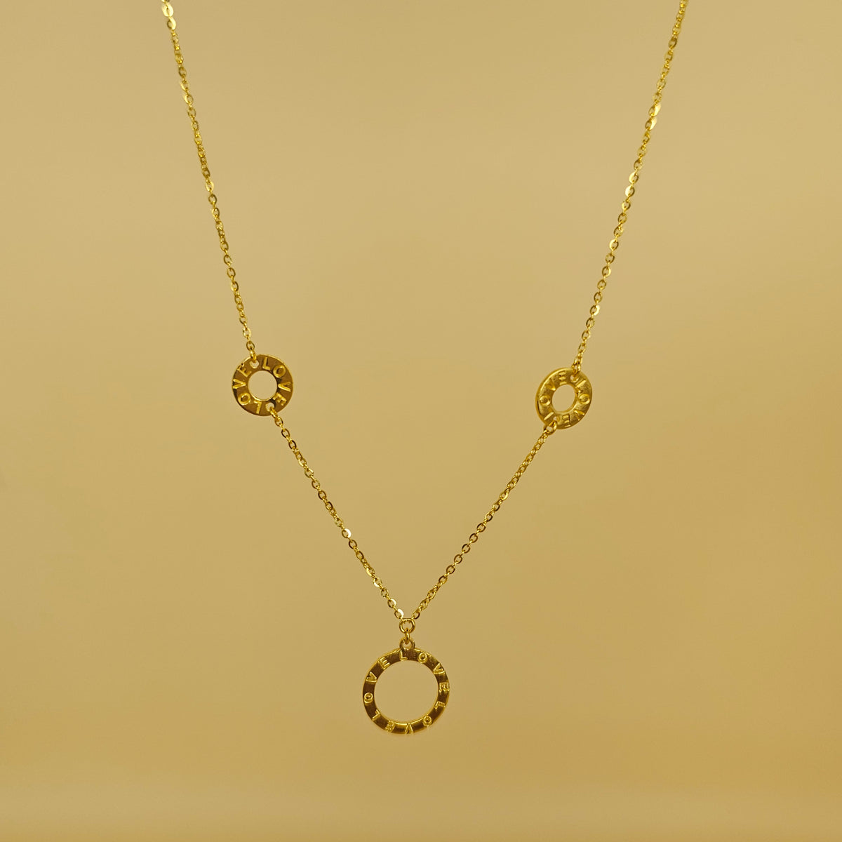 24K Solid Gold Love Circle Necklace