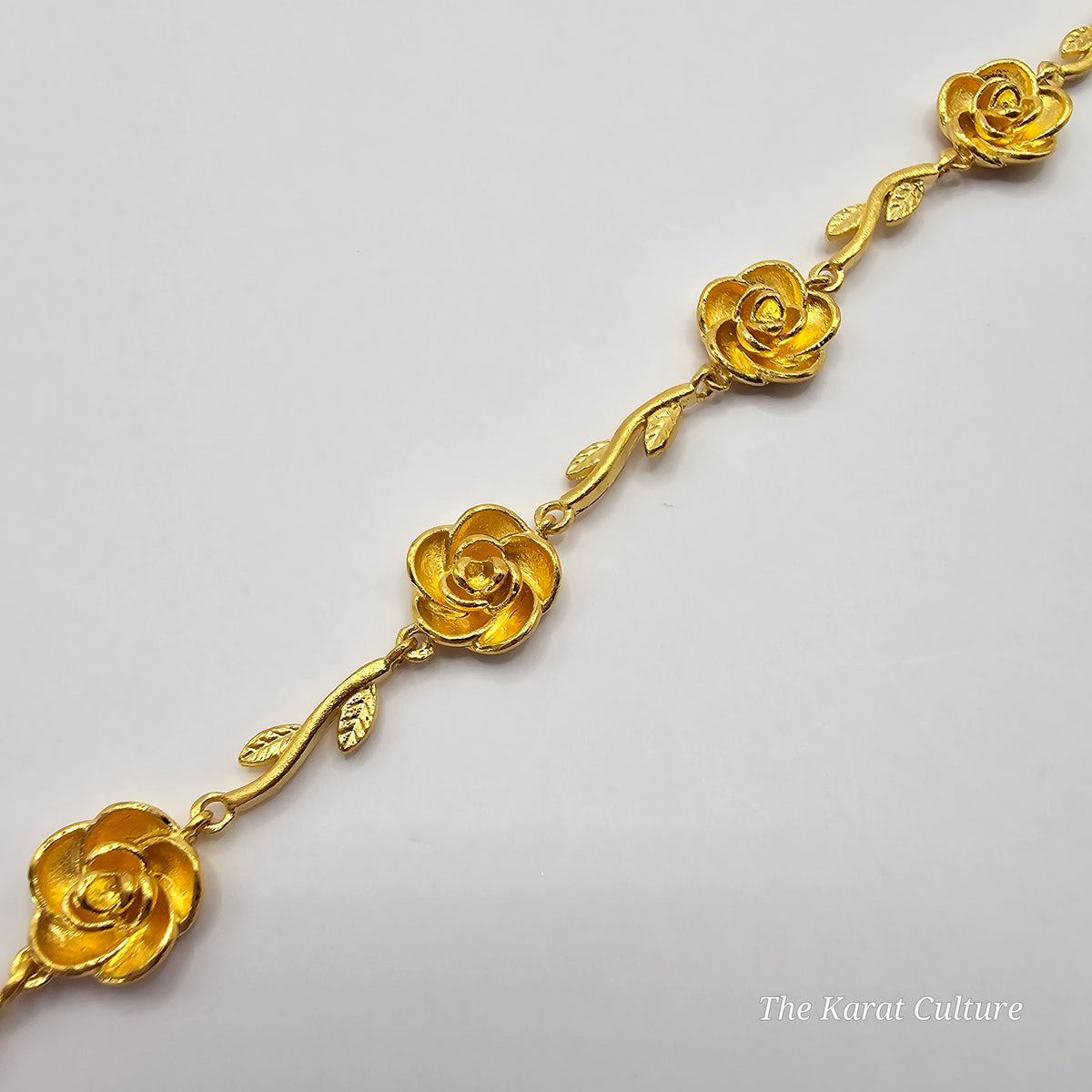 24K Solid Gold 5 Roses Bracelet