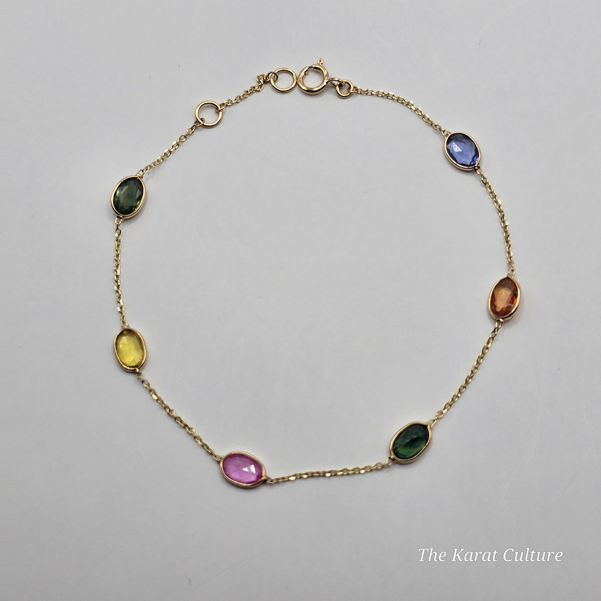 18K Solid Gold Multi-coloured Natural Sapphire Bracelet