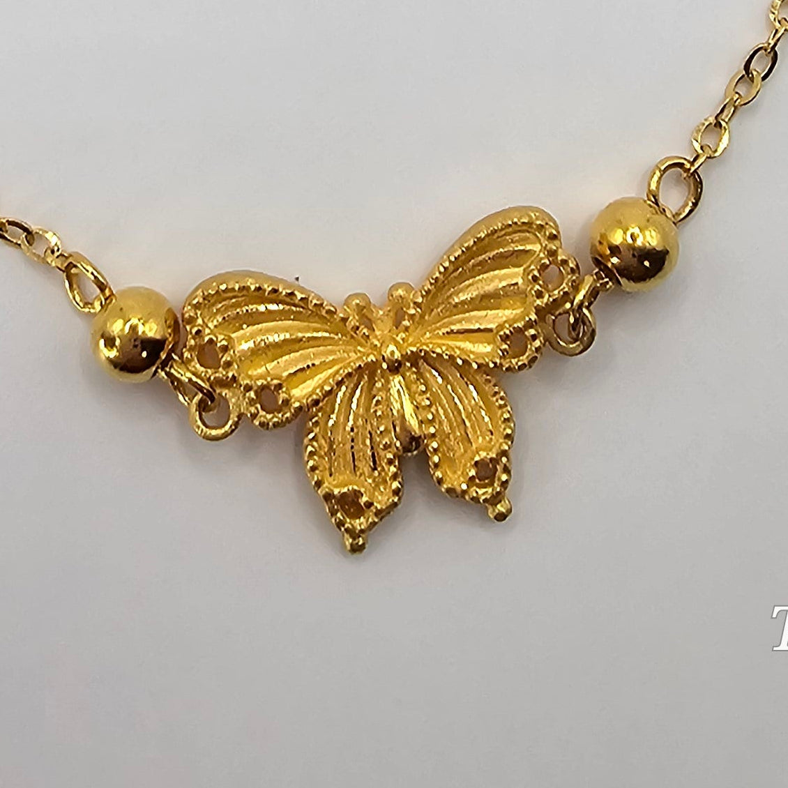 24K Solid Gold Single Butterfly Bracelet