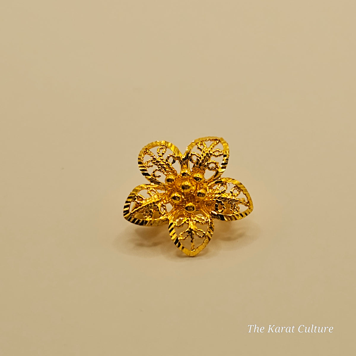 24K Solid Gold Floral Brooch