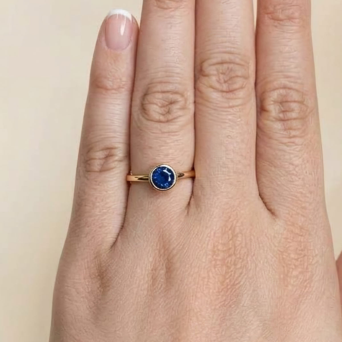 14K Solid Gold Natural Sapphire Minimalist Ring