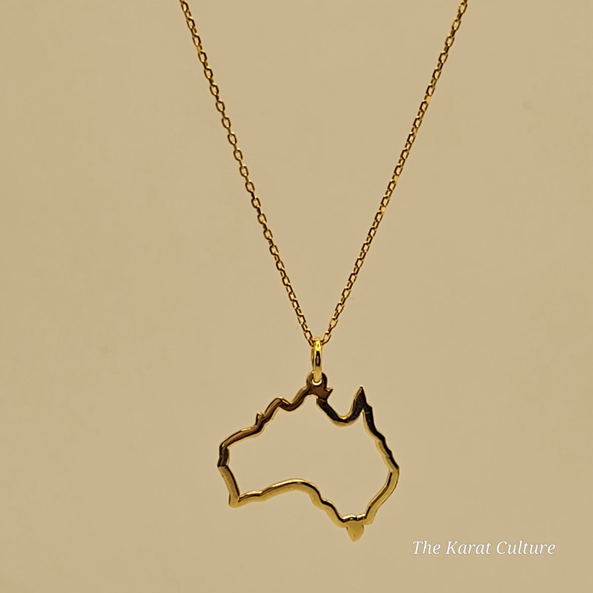 14K Solid Gold Australian Map Necklace