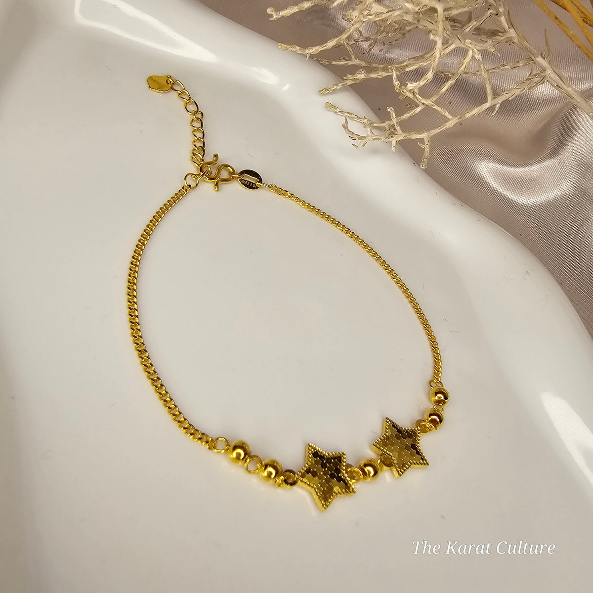 24K Solid Gold Star Bracelet