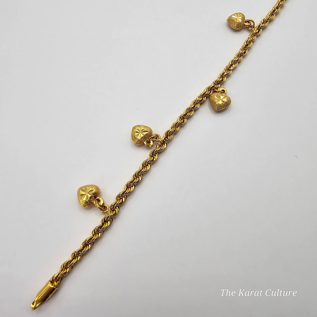 22K Solid Gold Heart Candy Bracelet