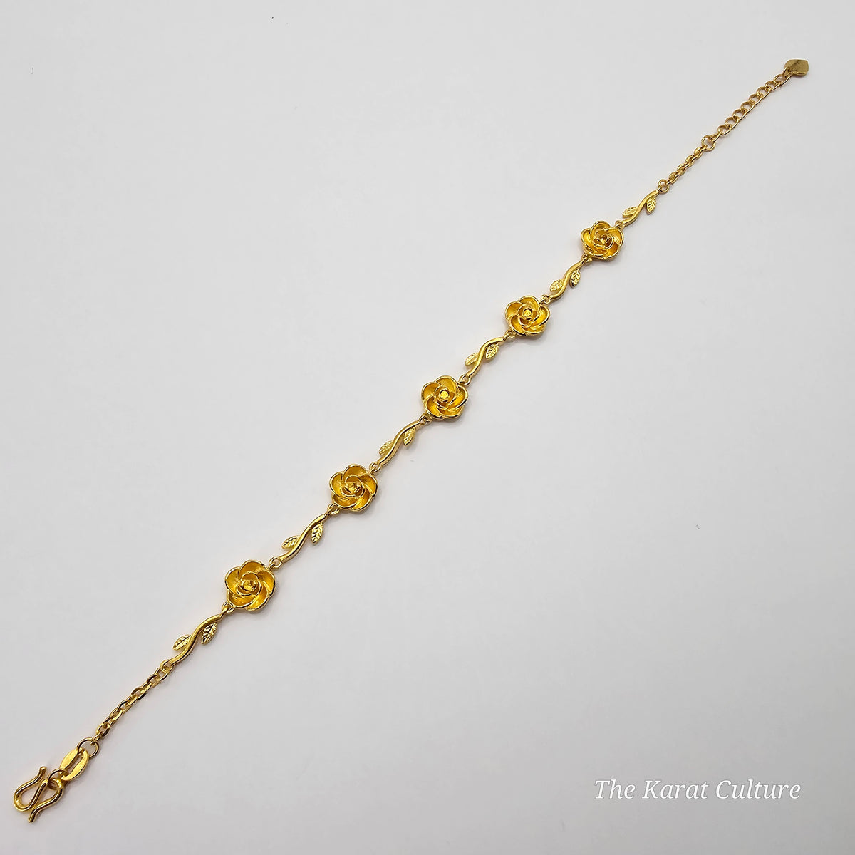24K Solid Gold 5 Roses Bracelet