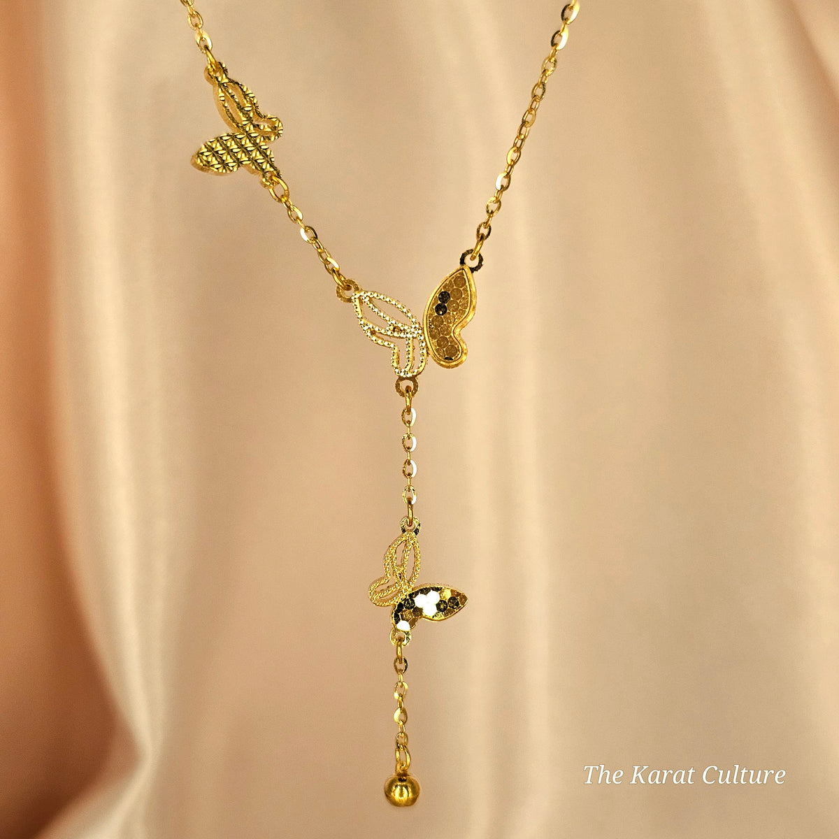 24K Solid Gold Butterfly Necklace