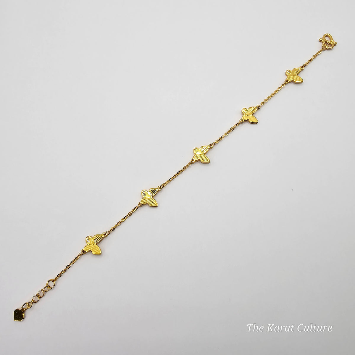 24K Solid Gold 5 Butterflies Bracelet