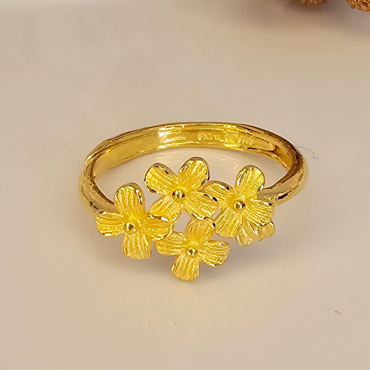 24K Solid Gold Flower Bouquet Ring