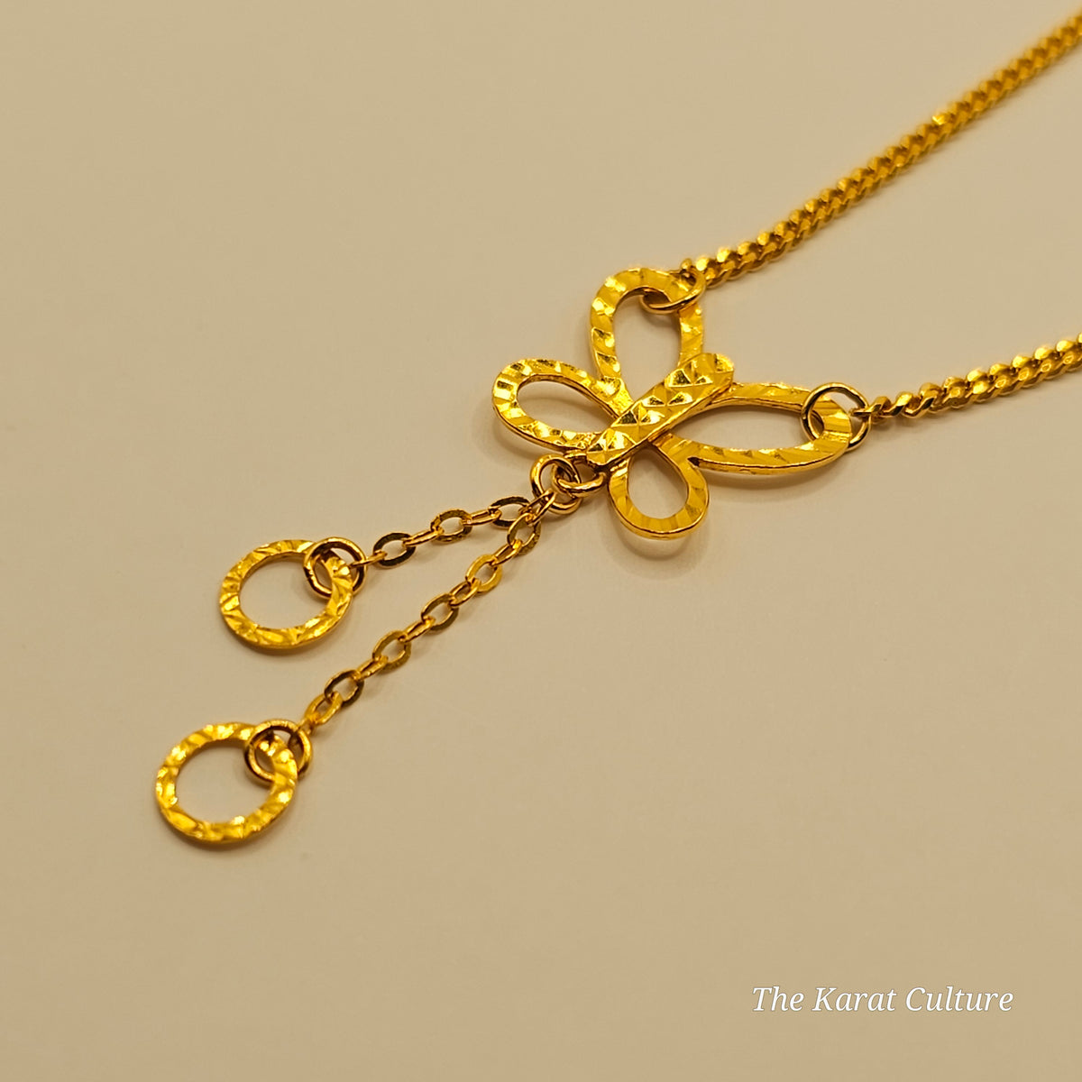 22K Solid Gold Butterfly Necklace